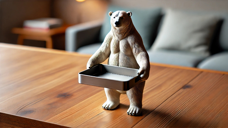 alt="Resin bear with tray"