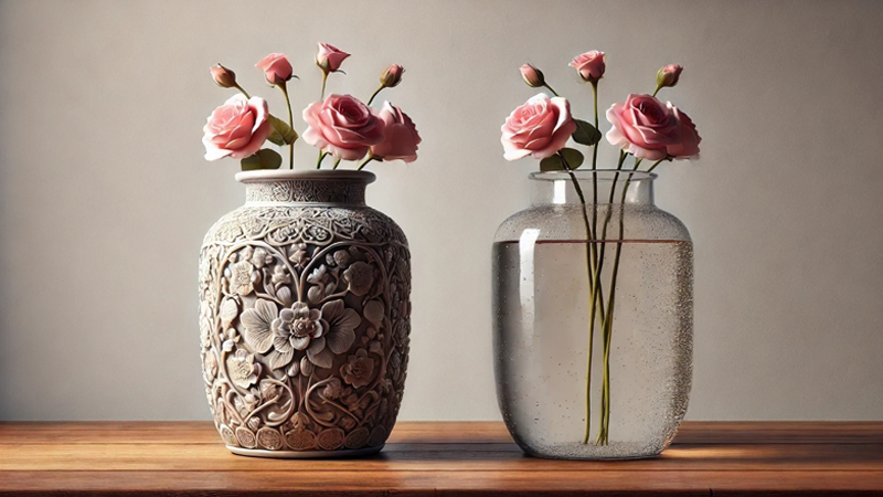 alt="different materials Vases"