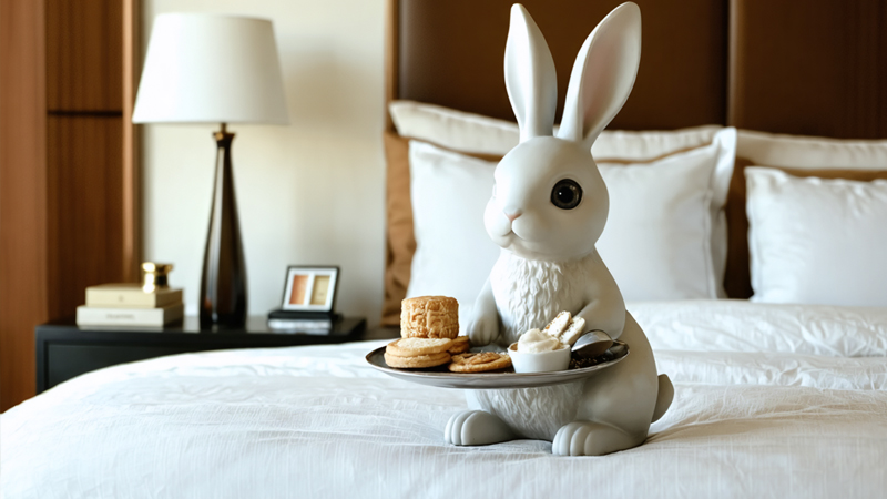 alt="Resin rabbit with tray"